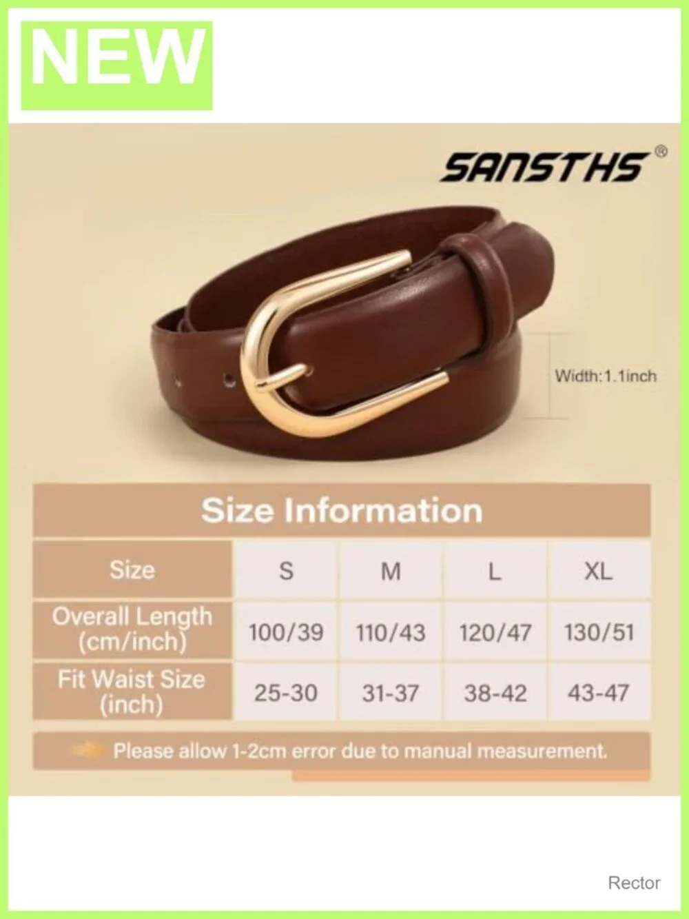 Faux Leather Women's Dress Belt with Gold Buckle